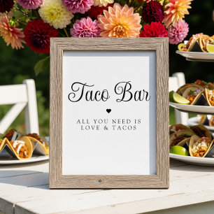 Moderne Liefde en Tacos Bruids Fiesta Teken Poster