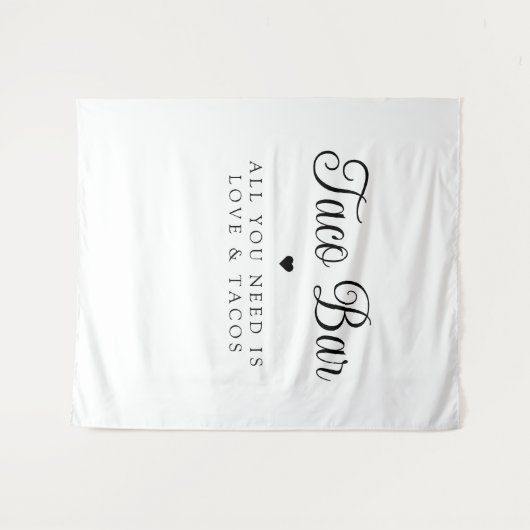 Moderne Liefde en Tacos Bruids Fiesta Teken Wandkleed (Voorkant (horizontaal))