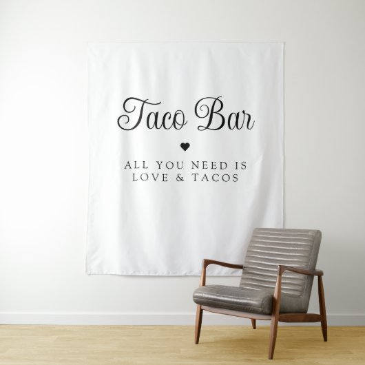 Moderne Liefde en Tacos Bruids Fiesta Teken Wandkleed (In situ)