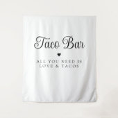 Moderne Liefde en Tacos Bruids Fiesta Teken Wandkleed (Voorkant)