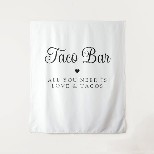 Moderne Liefde en Tacos Bruids Fiesta Teken Wandkleed (Voorkant)