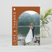 Moderne Liefde Foto Boog Terracotta Bedankkaart (Staand voorkant)