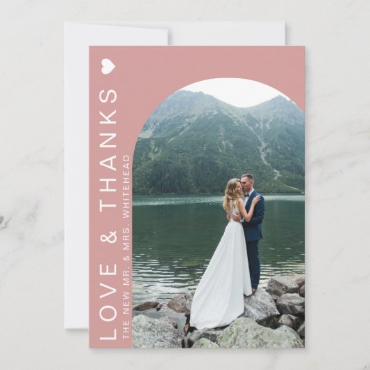 Moderne Liefde Foto Collage Blush Pink Bedankkaart (Voorkant)