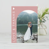 Moderne Liefde Foto Collage Blush Pink Bedankkaart (Staand voorkant)