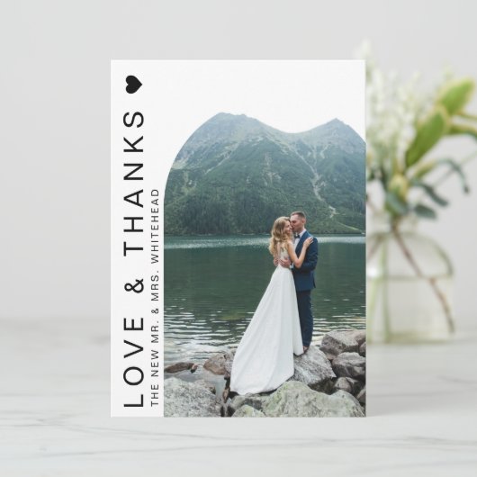 Moderne Liefde Fotoboog Wit Dank u kaart (Staand voorkant)