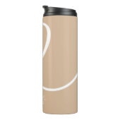 Moderne Liefde Hart Gepersonaliseerd Tan Wit Thermosbeker (Geroteerd rechts)