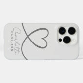 Moderne liefde hart gepersonaliseerde naam grijze  Case-Mate iPhone case (Achterkant (horizontaal))