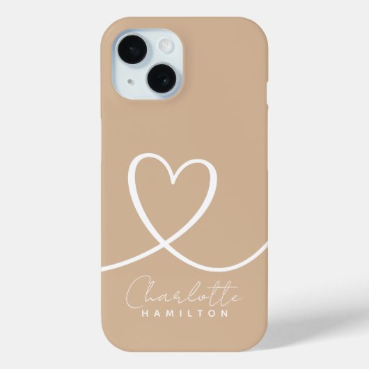 Moderne liefde hart gepersonaliseerde naam Tan Whi Case-Mate iPhone Case (Achterkant)