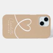 Moderne liefde hart gepersonaliseerde naam Tan Whi Case-Mate iPhone Case (Achterkant (horizontaal))