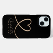 Moderne liefde hart gepersonaliseerde naam zwart t Case-Mate iPhone case (Achterkant (horizontaal))