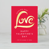 Moderne Liefde Hart Valentijnsdag Foto Folie Feestdagenkaart (Staand Voorkant)