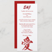 Moderne "liefde" in het Rode Glitter Wedding Kaart (Voorkant / Achterkant)