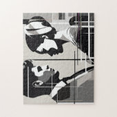 Moderne Liefde in Zwart & Wit Silhouet Paar Legpuzzel (Verticaal)
