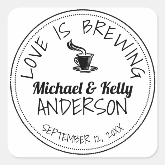 Moderne liefde is het brouwen van koffie thee brui vierkante sticker (Voorkant)