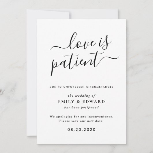 Moderne liefde is het uitstellen van de bruiloft v kaart (Voorkant)