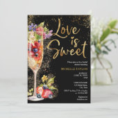 Moderne liefde is zoete zomer champagne cocktail kaart (Staand voorkant)