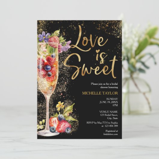 Moderne liefde is zoete zomer champagne cocktail kaart (Staand voorkant)