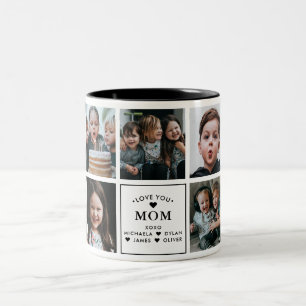 Moderne Liefde Je Moeder 9-Foto Collage Cadeau Tweekleurige Koffiemok