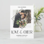 Moderne liefde & juichen paar foto kerst feestdagenkaart (Staand voorkant)