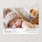 Moderne liefde kalligrafie geboorte aankondiging briefkaart (Voorkant)