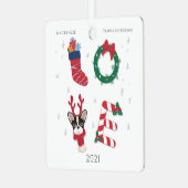 Moderne liefde kerstvakantie familie metalen ornament (Voorkant links)