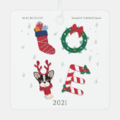 Moderne liefde kerstvakantie familie metalen ornament (Voorkant)