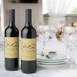 Moderne Liefde Lach Gelukkig Voor Altijd Trouwen Wijn Etiket