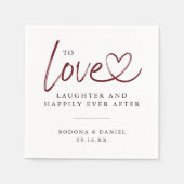 Moderne liefde lachen gelukkig ooit na bruiloft servet (Voorkant)