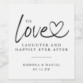 Moderne liefde lachen gelukkig ooit na bruiloft wijn etiket (Enkel label)