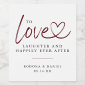 Moderne liefde lachen gelukkig ooit na bruiloft wijn etiket (Enkel label)