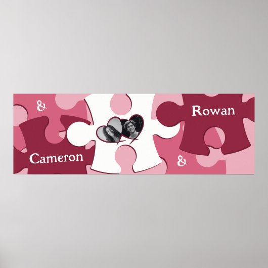 Moderne LIEFDE Legpuzzel stukken Custom Namen Afbe Poster (Voorkant)