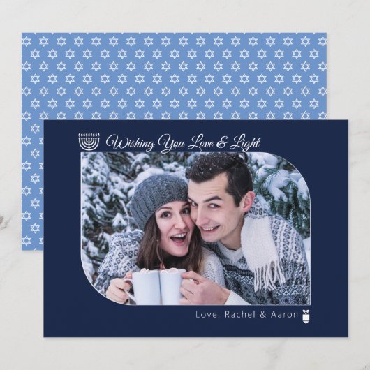 Moderne Liefde & Licht Chanoeka wenst Foto Vakanti Feestdagenkaart (Voorkant / Achterkant)