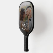 Moderne Liefde Mijnheer & Mevrouw Aangepaste Trouw Pickleball Paddle (Links)