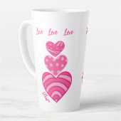 Moderne liefde Mok, 3 roze harten Latte Mok (Linkerhoek)