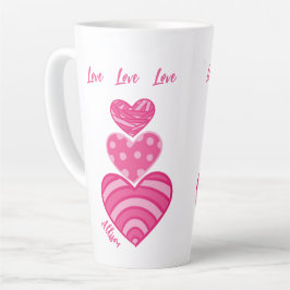 Moderne liefde Mok, 3 roze harten Latte Mok