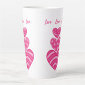 Moderne liefde Mok, 3 roze harten Latte Mok (Voorkant)