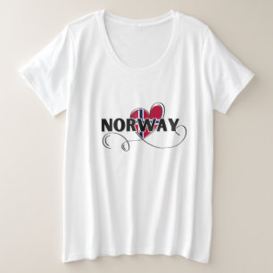 Moderne Liefde Noorwegen Vlag Scandinavië Souvenir Grote Maat T-shirt