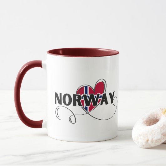 Moderne Liefde Noorwegen Vlag Scandinavië Souvenir Mok (Met donut)