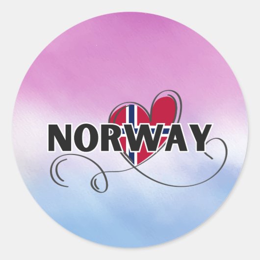 Moderne Liefde Noorwegen Vlag Scandinavië Souvenir Ronde Sticker (Voorkant)