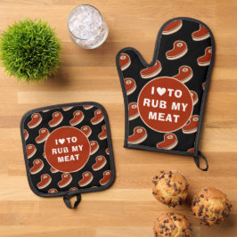 Moderne Liefde Om Vlees Wit Tekst Ovenwant & Pannenlap Set