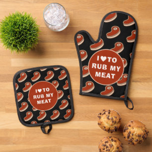 Moderne Liefde Om Vlees Wit Tekst Ovenwant & Pannenlap Set
