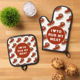 Moderne Liefde Om Vlees Wit Tekst Ovenwant & Pannenlap Set