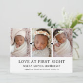 Moderne liefde op eerste acht foto's geboorte aankondiging (Staand voorkant)