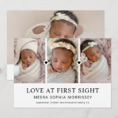 Moderne liefde op eerste acht foto's geboorte aankondiging (Voorkant / Achterkant)