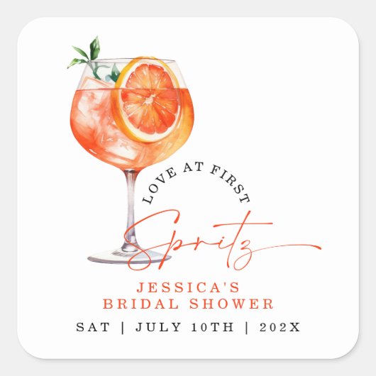 Moderne Liefde Op Het Eerste Kijkje Bruidsfeest Vierkante Sticker (Voorkant)