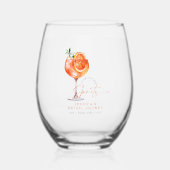 Moderne Liefde Op Het Eerste Spritz Bruidsfeest  Wijnglas Zonder Voet (Voorkant)