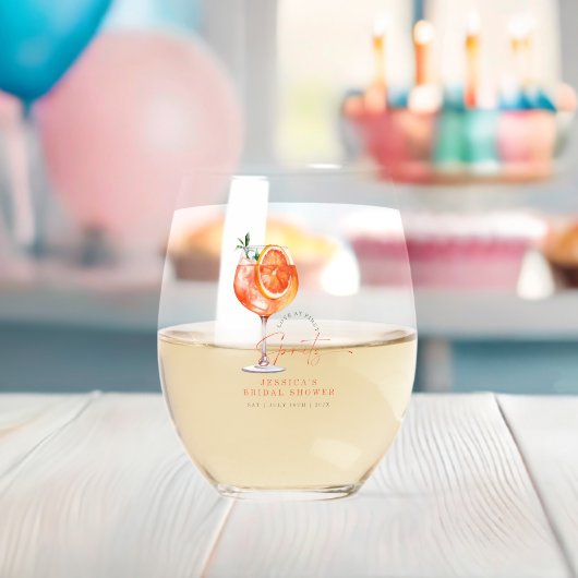 Moderne Liefde Op Het Eerste Spritz Bruidsfeest  Wijnglas Zonder Voet (Insitu (Baby Shower))