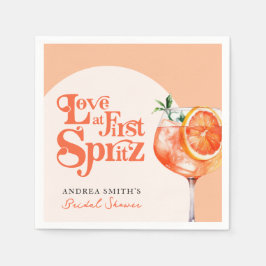 Moderne liefde op het eerste spritz retro bruidsdo servet