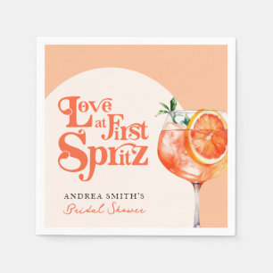 Moderne liefde op het eerste spritz retro bruidsdo servet
