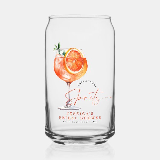 Moderne liefde op het eerste Spritz Vrijgezellenfe Blikvorm Glas (Voorkant)